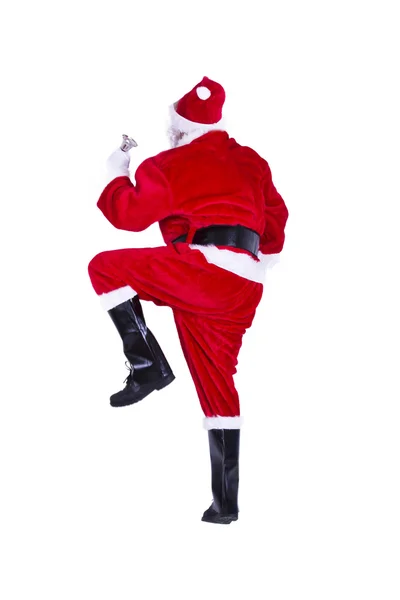 Santa jumping com bellflower isolado — Fotografia de Stock