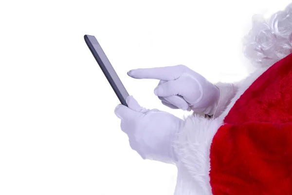 圣诞老人与平板电脑 — 图库照片