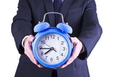 Mavi alarm ile işadamı