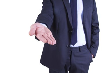 iş adamı katiyen Mavi takım sallayarak.