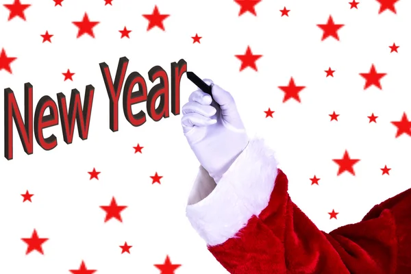 Santa claus feliciteren met Nieuwjaar — Stockfoto