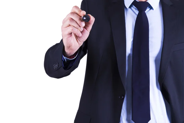 Hombre de negocios escribiendo con pluma — Foto de Stock