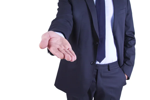 Hombre de negocios con traje azul ondeando — Foto de Stock