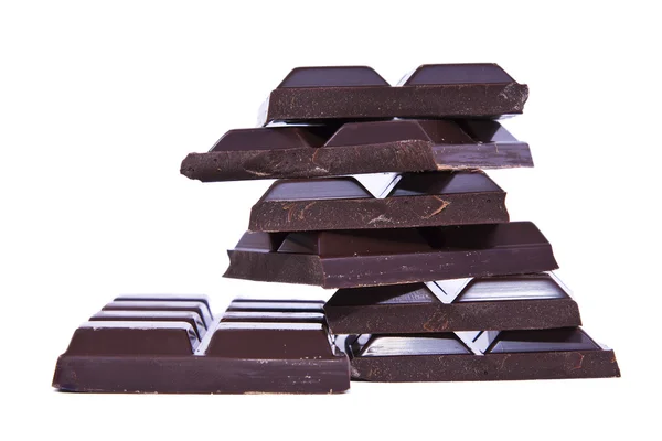 Zwarte chocolade geïsoleerd — Stockfoto