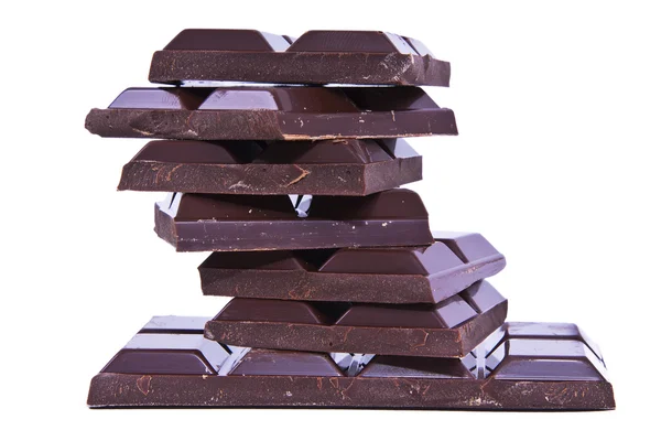 Zwarte chocolade geïsoleerd — Stockfoto