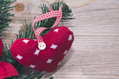 Ahşap arka plan Christmas Kalpler