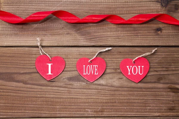 Hearts on wood — Stock Photo, Image