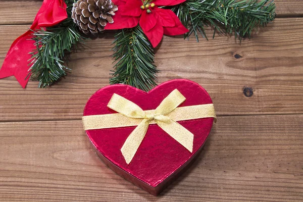 Corazones de Navidad en madera — Foto de Stock