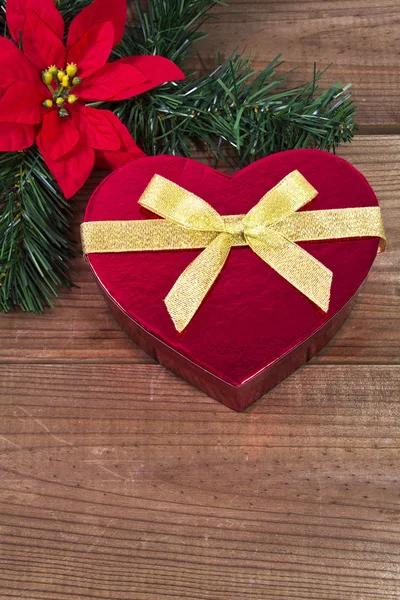 Christmas hearts on woodn — Stock Photo, Image