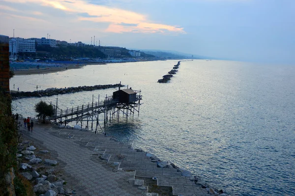 Termoli Molise Talya Plaj Manzarası Eski Balıkçı Ağı — Stok fotoğraf