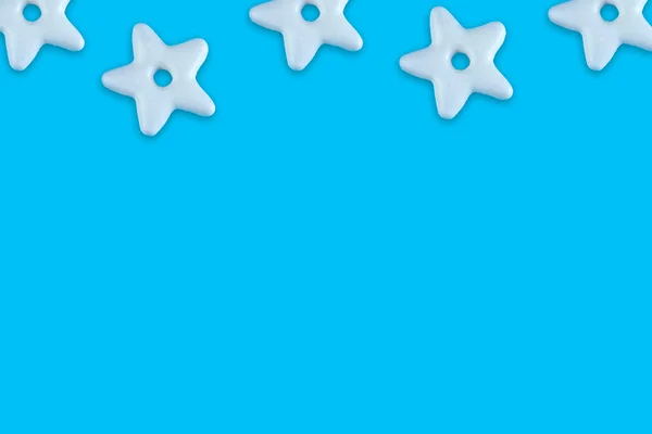 Christmas Traditional Cookies Bakery Star Pattern Blue Background Concept Banner — Stock Photo, Image