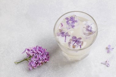 Limonata ve leylak çiçekli buz küpleri..