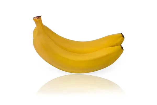 两只成熟的多汁香蕉 有阴影和倒影 — 图库照片