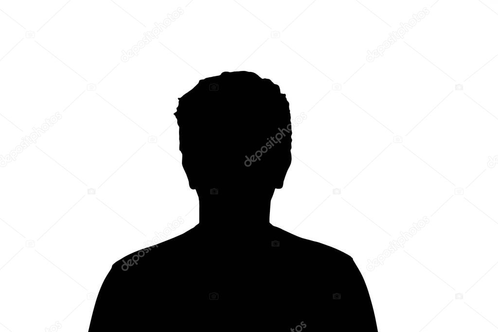 Silhouette of an unknown man. Anonymous portrait of a man in the shadow.