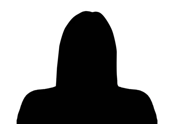 Silhouette Einer Erwachsenen Jungen Anonymen Frau Auf Weißem Hintergrund — Stockfoto