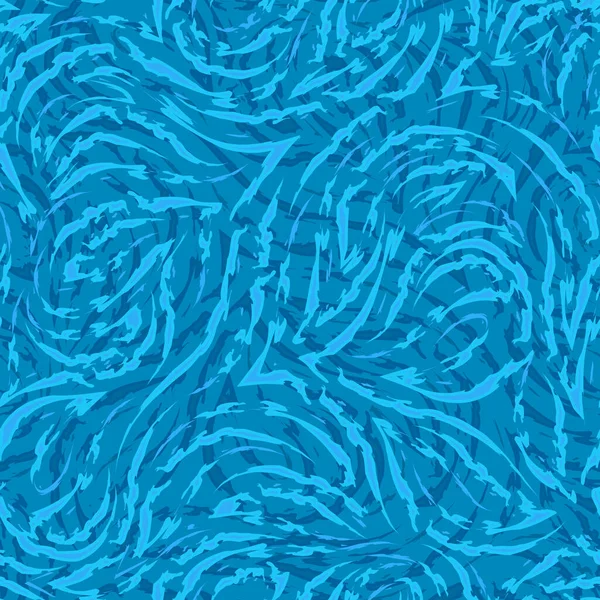 Lignes fluides bleues et coins avec des bords déchirés sur un motif sans couture de fond de mer.Ondulations de texture abstraite sur l'eau, motif de glace — Image vectorielle