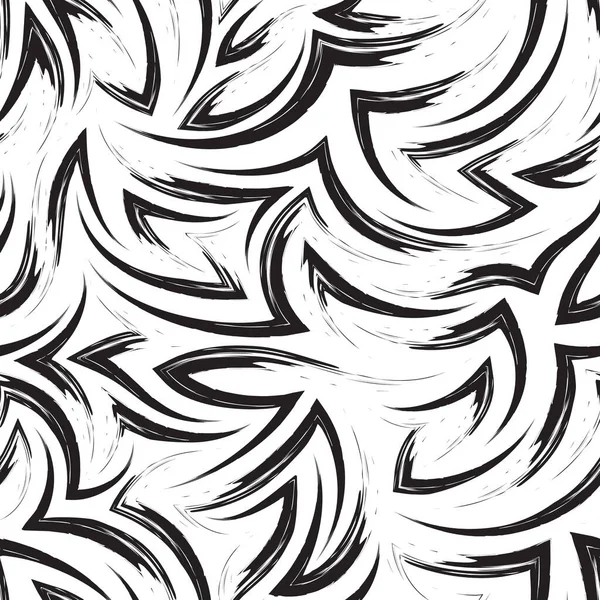 Векторный Бесшовный Рисунок Черных Текущих Линий Углов Изолированных Белом Фоне — стоковый вектор