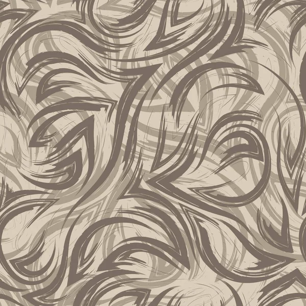 Seamless brown vector texture from the corners of smooth lines and waves on a beige background. Texture of the river water or sea. Smooth lines and corners. — Vector de stock