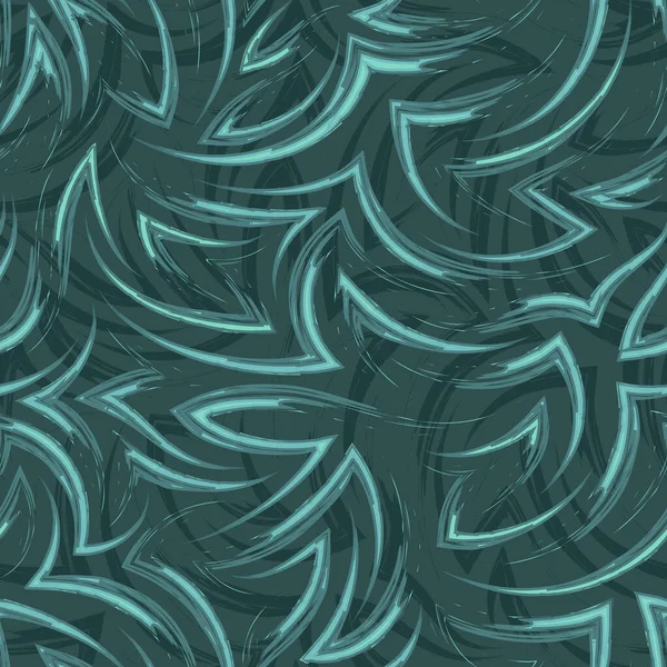 Векторный бесшовный рисунок текущих линий и углов в зеленых тонах Tidewater. Вода или текстура потока для упаковки и дизайна одежды.. — стоковый вектор