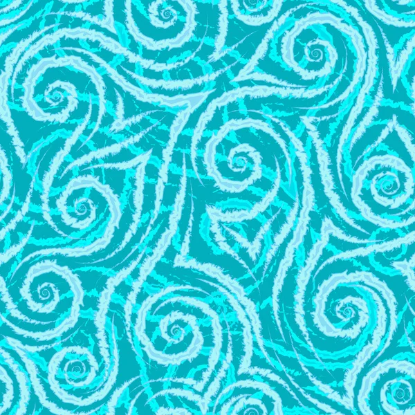 Light turquoise smooth lines corners and spirals with torn edges on a turquoise background vector seamless pattern.Abstract geometric texture ice on glass.Frost and ice — Vector de stock