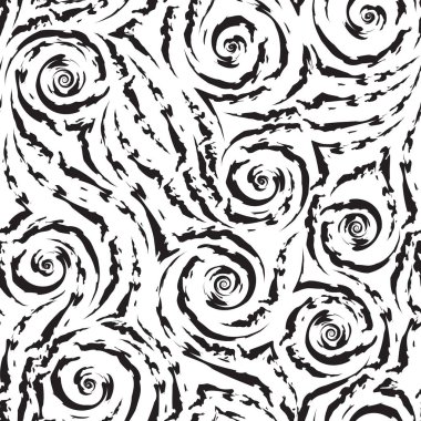 Yırtık çizgilerin ya da siyah dalgaların vektörsüz deseni. Kağıt kumaş dekorasyonu için sarmal çizgiler desen ve köşeler siyah doku.