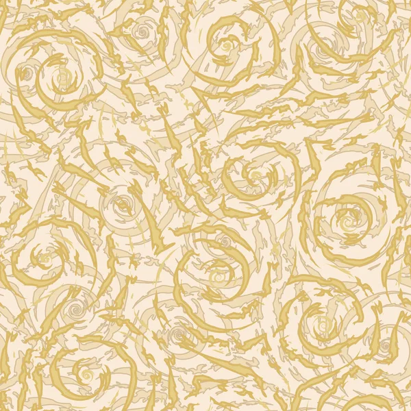 Patrón sin costura vectorial de rayas rotas u ondas en color Oro Fortuna. Espiral rayas textura y esquinas brillante textura amarilla para la decoración de la tela de papel. — Vector de stock