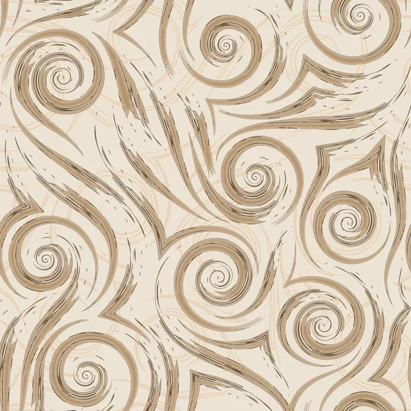 Vector Seamless Pattern of Smooth Pinselstriche oder Wellen setzen Segel Champagnerfarben. Glatte Spiralstreifen und Ecken pastellfarbene Textur für die Dekoration von Papierstoffen — Stockvektor