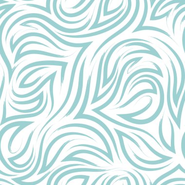 turquoise flowing lines and corners vector seamless pattern isolated on white background.Elegant flowing texture and stripes of brush strokes.