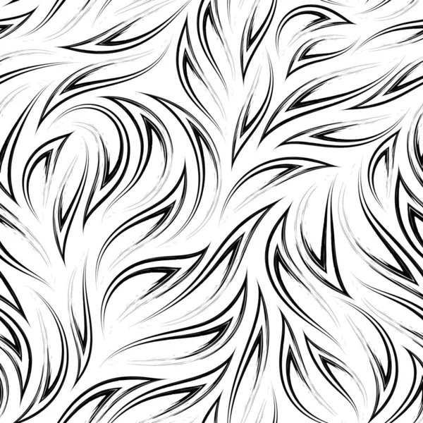 Patrón Vectorial Sin Costura Blanco Negro Llamas Estilizadas Textura Abstracta — Vector de stock