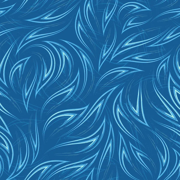 Μπλε Και Τυρκουάζ Κύματα Ένα Μπλε Φόντο Αδιάλειπτη Διανυσματικό Μοτίβο — Διανυσματικό Αρχείο
