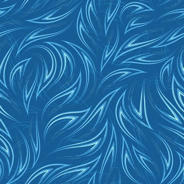 Ondas Azules Turquesas Sobre Patrón Vectorial Inconsútil Fondo Azul Corriente — Vector de stock