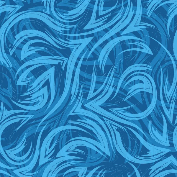 平面无缝矢量纹理 由平滑线的一角和大海背景上蓝色的波浪组成 江水或大海的纹理 平滑线和角 — 图库矢量图片