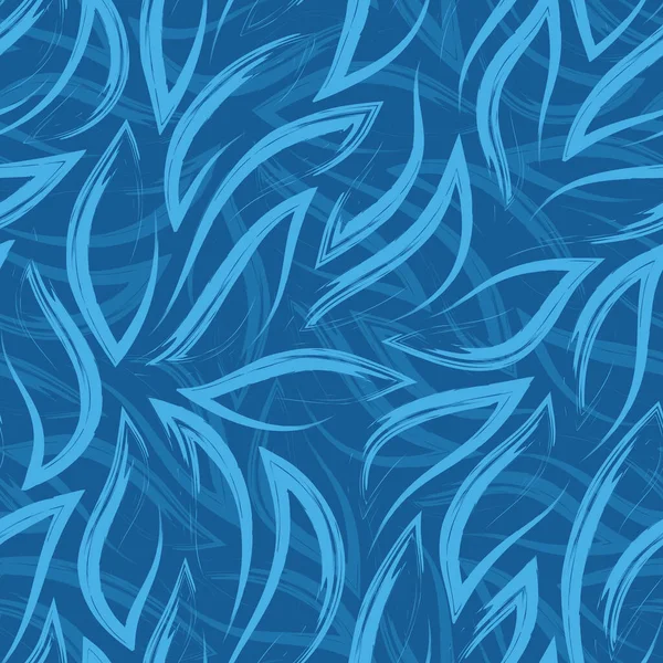 蓝色矢量流动的角和线的无缝模式。河流或潮流波浪的鱼群结构. — 图库矢量图片