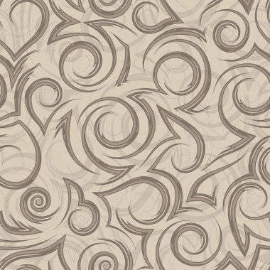 Akan spirallerin vektör bej geometrik dikişsiz deseni kıvrımlar ve virajlar. Vektör pastel renk, pürüzsüz ve kırık çizgilerin dikişsiz dokusu. Stilize bej akış ya da dalgaların deseni.