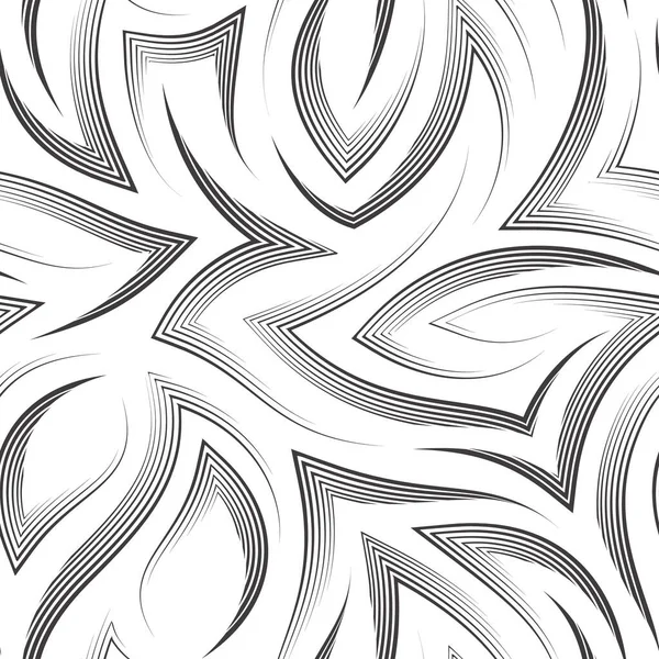 Patrón vectorial sin costuras de líneas y esquinas fluidas elegantes negros.Patrón vectorial sin costuras de líneas delgadas dibujadas por un bolígrafo en forma de esquinas y formas abstractas.Simple geométrica sin costuras geométricas — Vector de stock