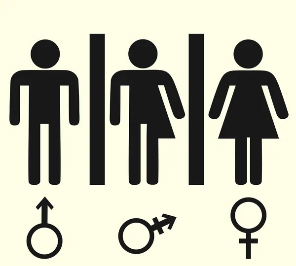 公衆トイレを訪問するためのジェンダーの象徴的な兆候Eps — ストックベクタ