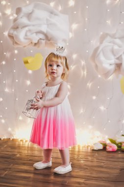 Bir çocuğun 5364 elinde kuşlar için kafes.