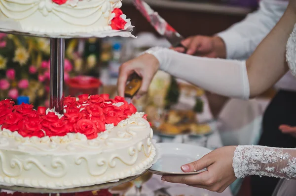 Hochzeitstorte mit Schwänen aus Sahne 5113. — Stockfoto