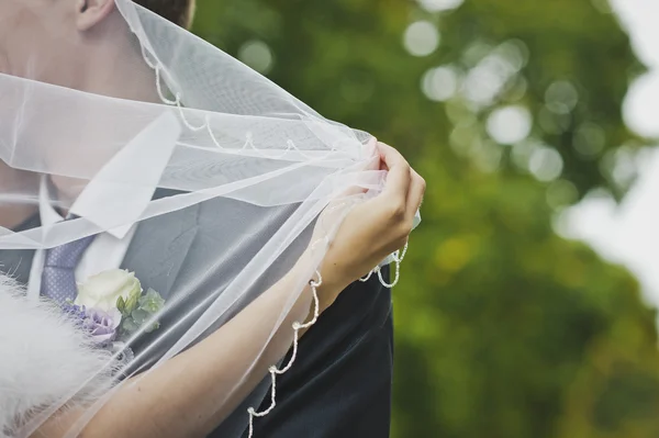 The bride is closed veil with a kiss 5669. — Stock Photo, Image