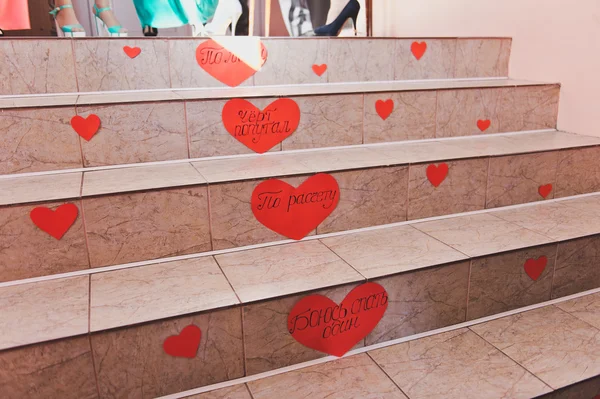 Herzen auf den Stufen 5794. — Stockfoto