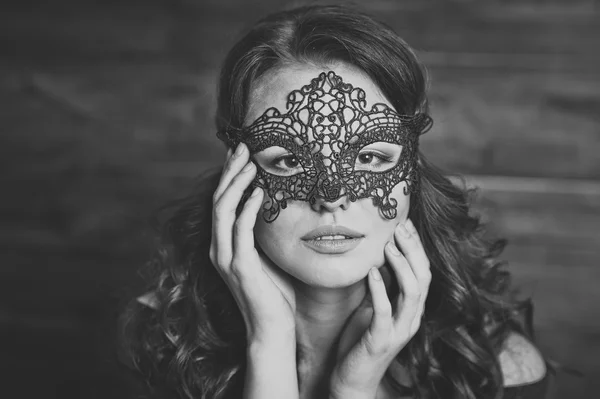 Girl in a black mask 5962. — Stock Photo, Image