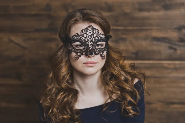 Girl in a black mask 5961. — Stock Photo, Image