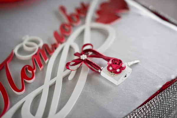 Prepared White Pink Castle Wedding — Stock Photo, Image