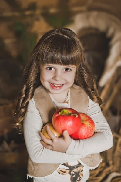 Girl and apples 1449. — Stock Photo, Image