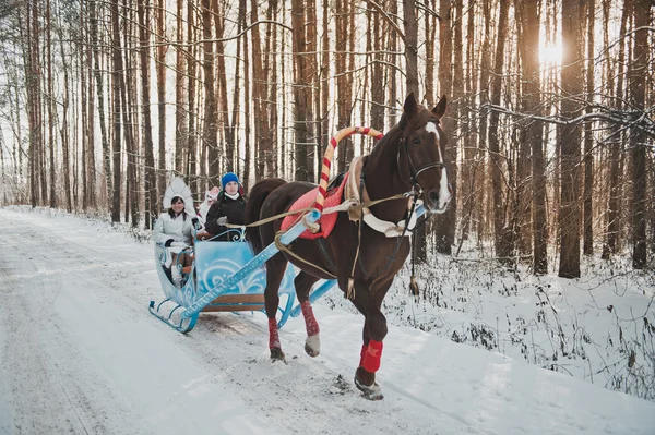 Traîneau du Père Noël avec enfants 1465 . — Photo