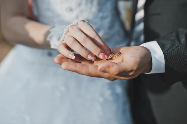 Palms with wedding rings 2401. — Stock Photo, Image