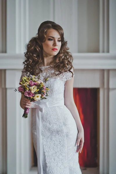 Retrato da menina em um vestido de noiva 2643 . — Fotografia de Stock