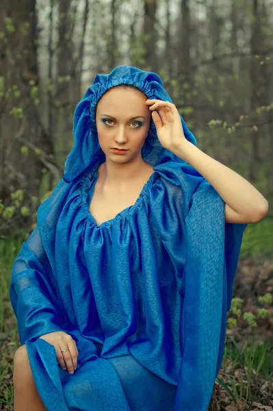 Портрет девушки в темно-синем платье 2872 . — стоковое фото