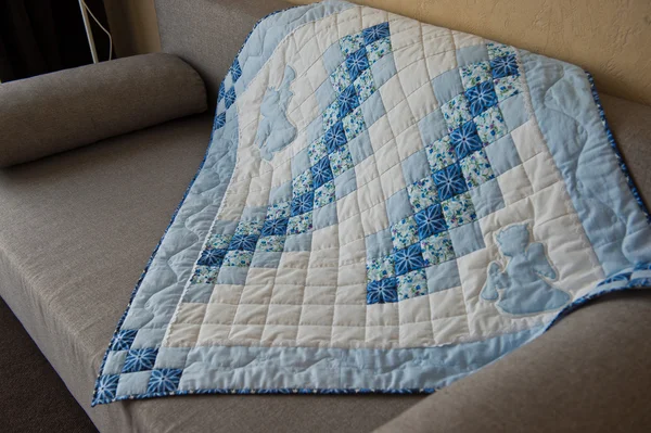 Blanket made manually from fabric slices 2996. — Stockfoto