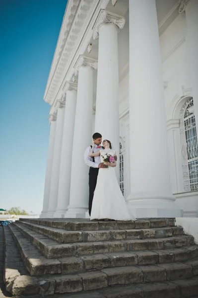 Η νύφη και ο γαμπρός το ιστορικό του λευκό στήλες 3926. — Φωτογραφία Αρχείου